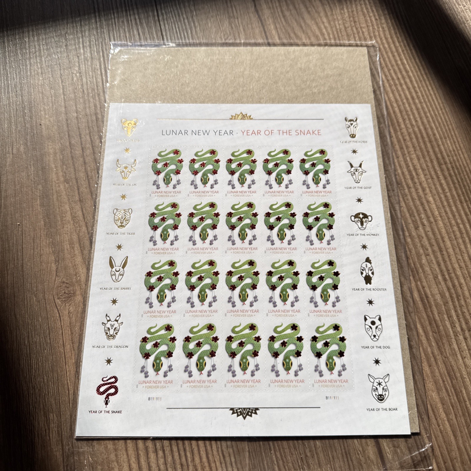 SHEET OF 20 LUNAR NEW YEAR OF THE SNAKE STAMPS FOREVER MNH Sealed