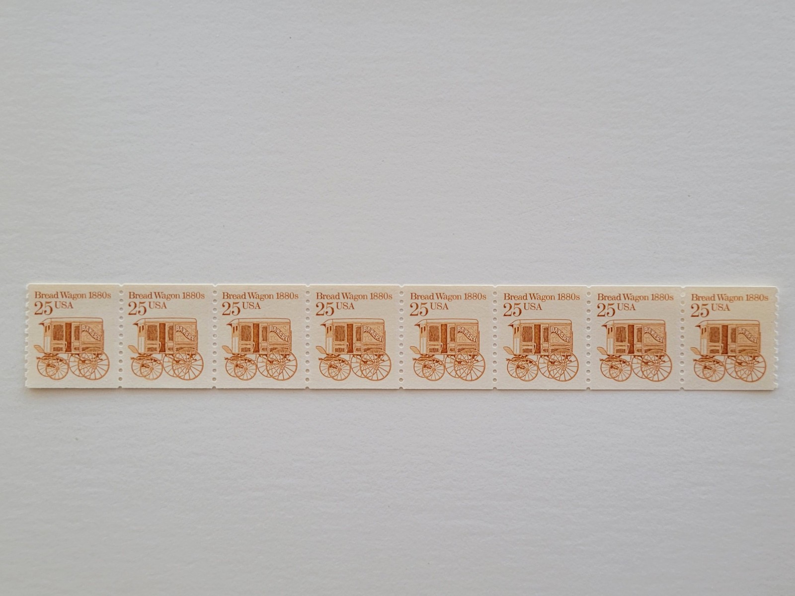 US Stamps Bread Wagon Transportation Series 25c Strip of 8 Scott #2136 MNH