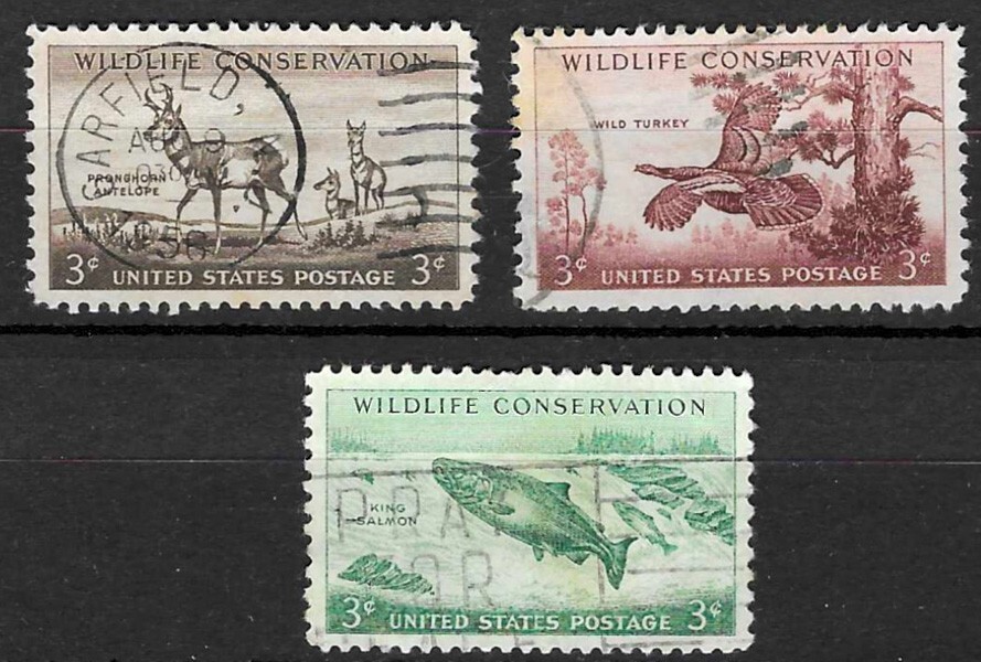 Stamps USA 1956 Wild Life Conservation set of 3 used SG1079-1081
