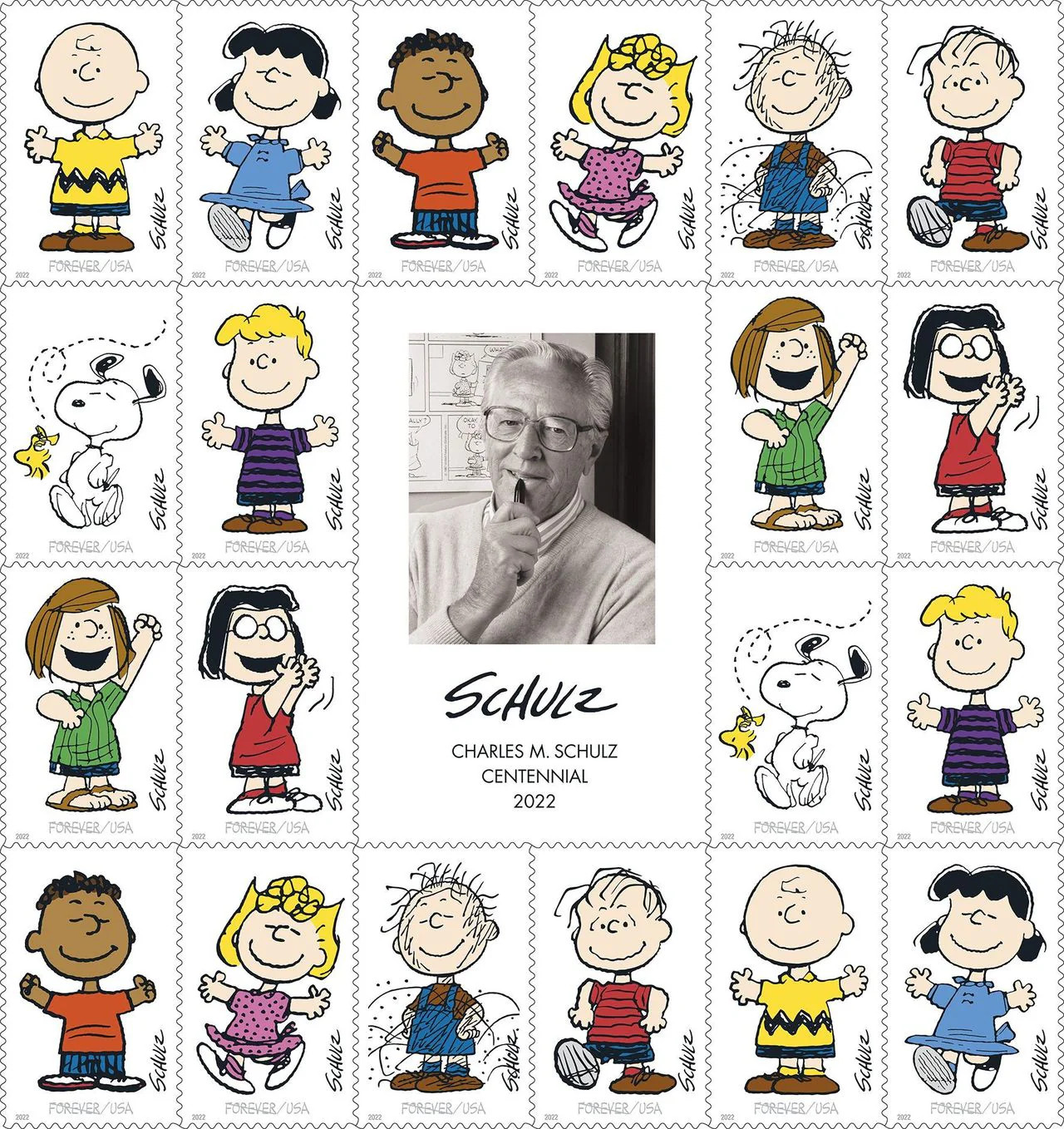 USPS Charles Schulz “Peanuts” Forever Stamps -Sheet of 20 Postage Stamps