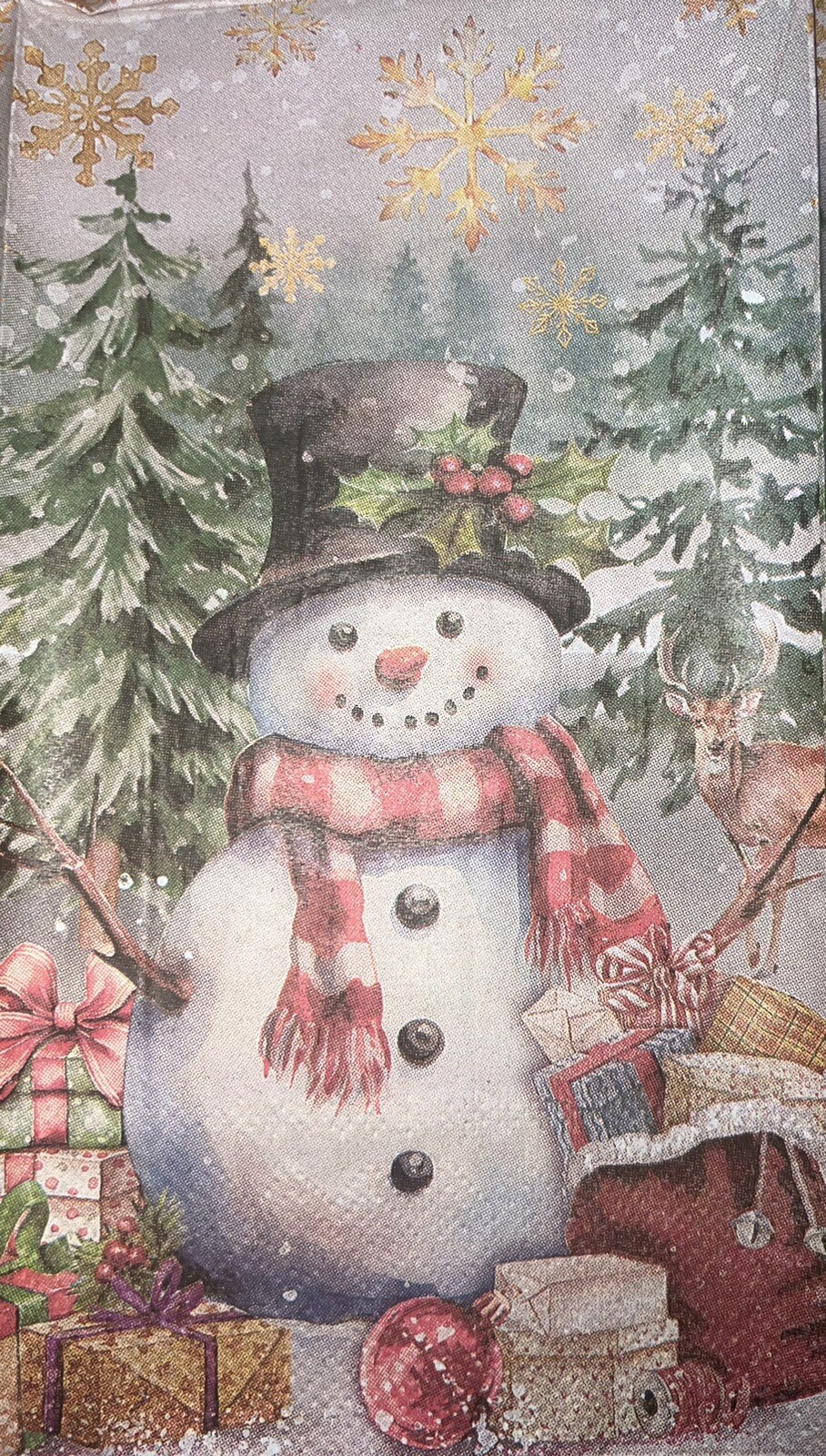 TWO Individual paper dinner Decoupage napkins Snowman Winter Reindeer Christmas