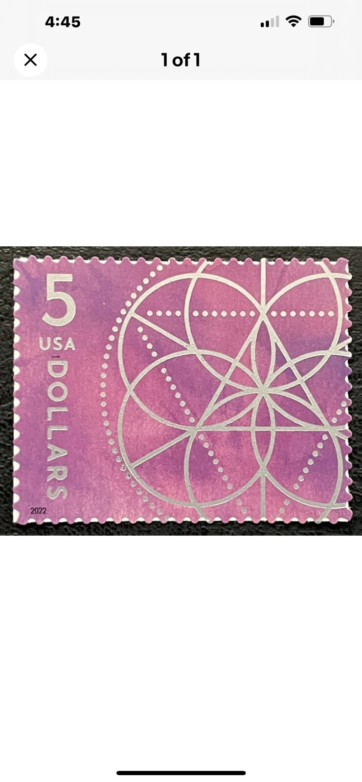 SCOTT#5701 – $5.00 “FLORAL GEOMETRY SINGLE -MNH-2022-US