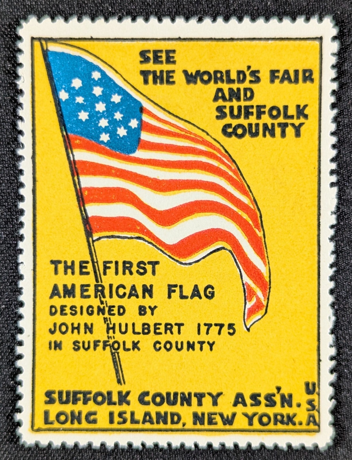 Vintage Suffolk County World’s Fair Long Island New York Flag Poster Stamp