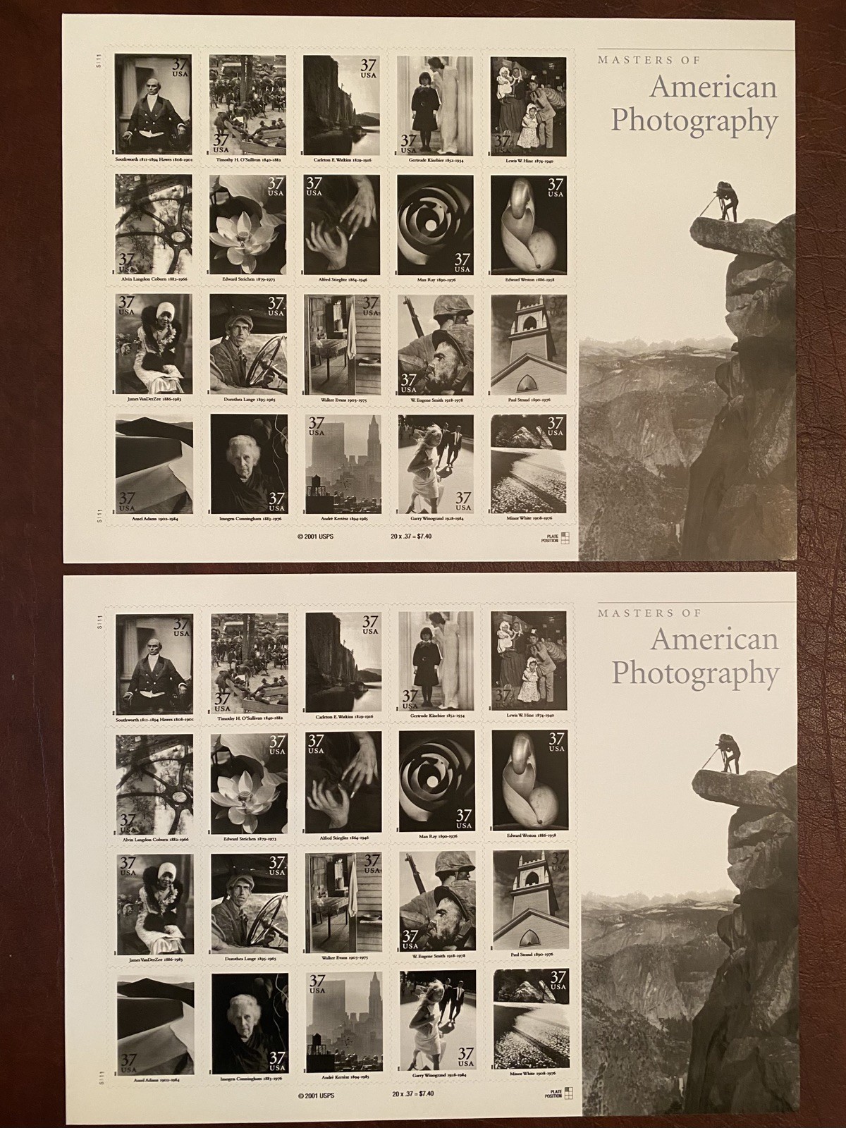American Photography US Postage Stamp Lot of 2 Sheets