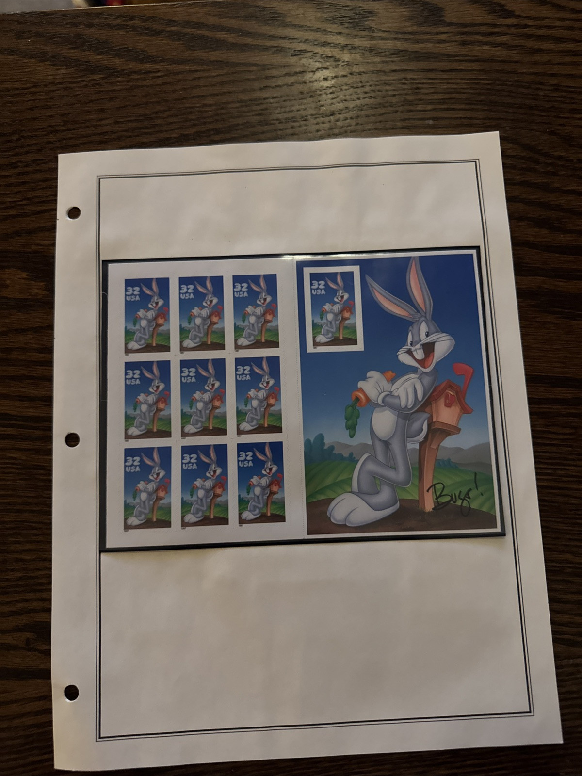 Vintage Looney Tunes Sheet of 10 Bugs Bunny 32¢ Stamps USPS 1997