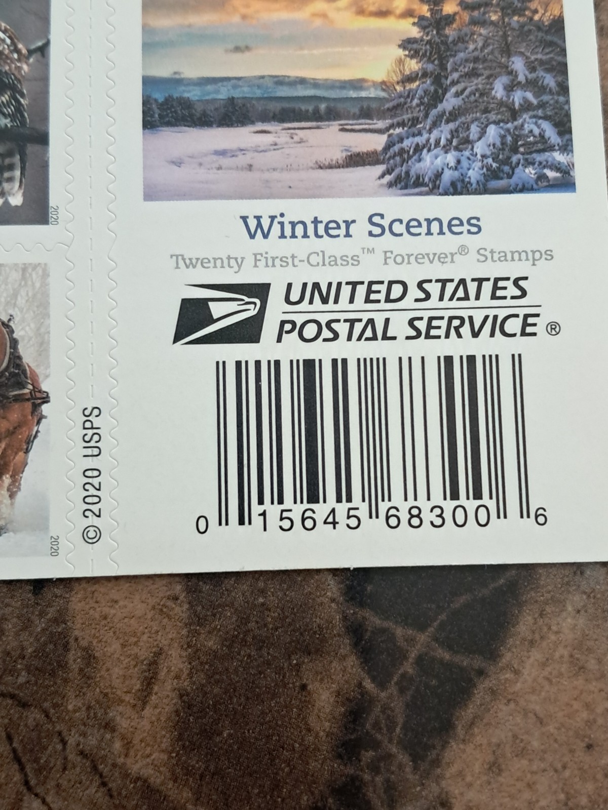 Collectible “Winter Scenes” Book Of 20 USPS Forever Stamps (s)
