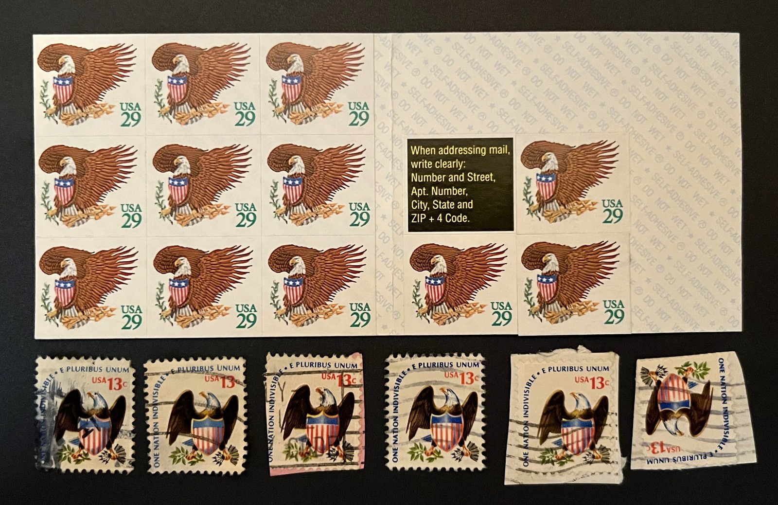 U.S. Stamp’s – Eagle with Shield .29 cent and .13 cent.