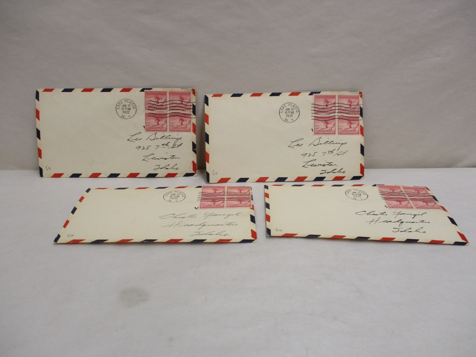 4 Lake Placid NY 1932 FDC First Day Cover Scott #716 Skiing Cat Value $6.50 each