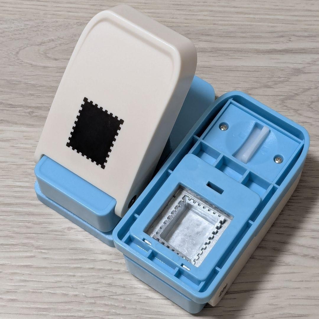 Craft punch, stamp shape, white/blue, 8.5cm