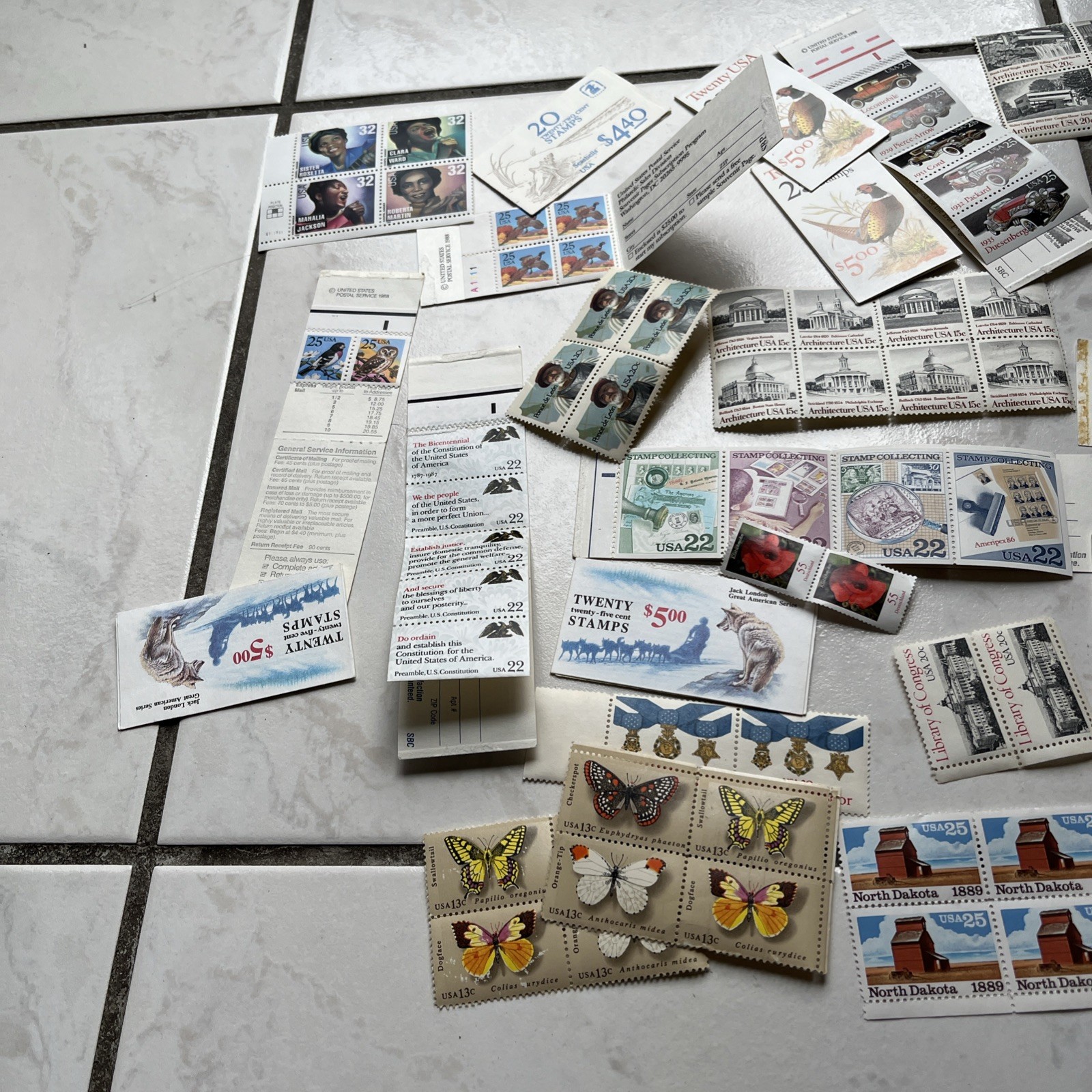 Unused Multiples & Strips & Singles of 13c, 32c, US Postage Stamps USA