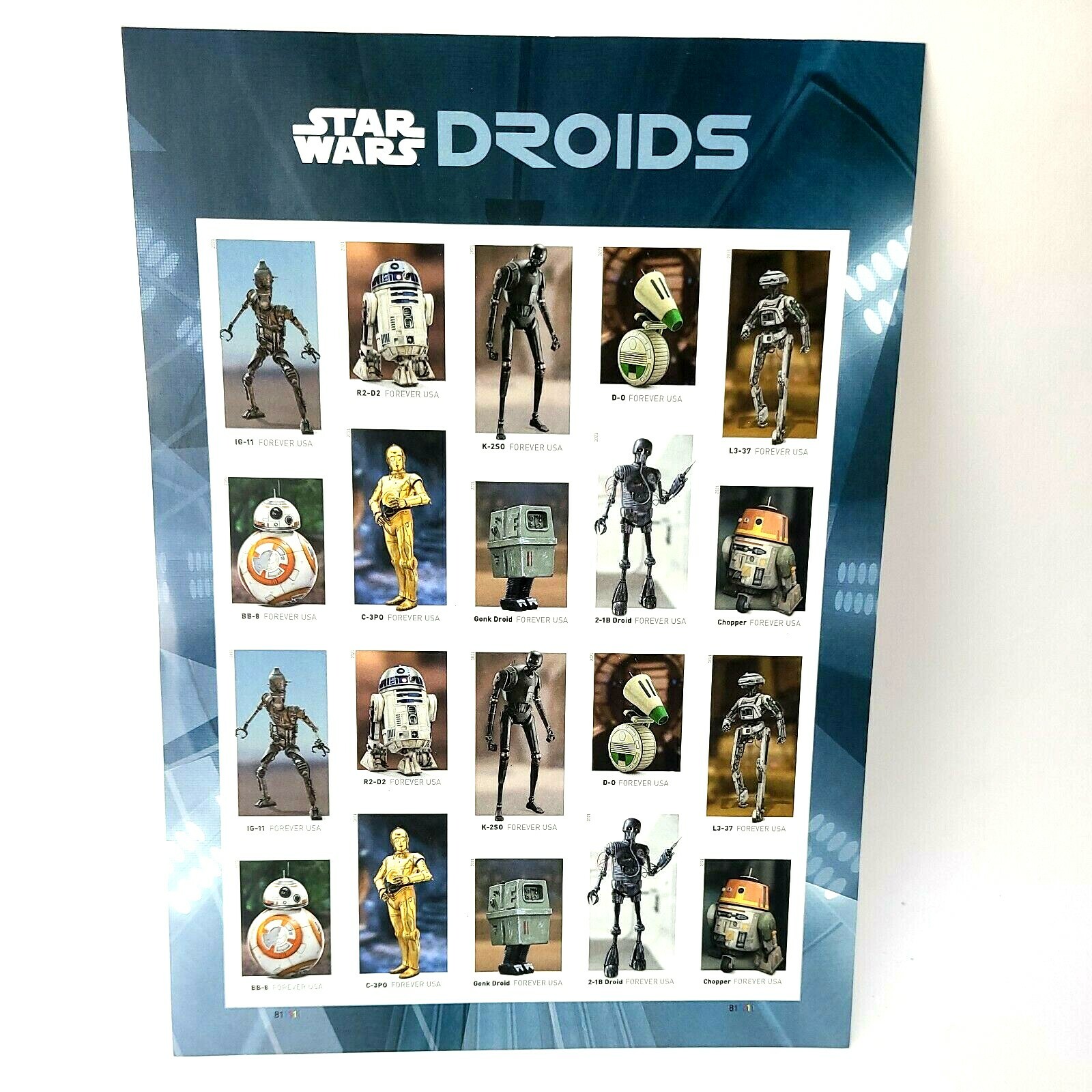 New USPS Star Wars Droids One Complete Sheet of 20 Forever Stamps