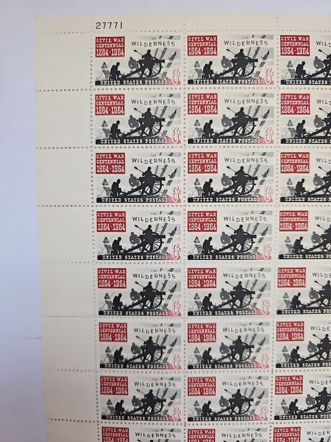 Stamp US Postage 5c 5 Cent Sheet OF 50 Stamps Civil War 1864-1964 The Wilderness