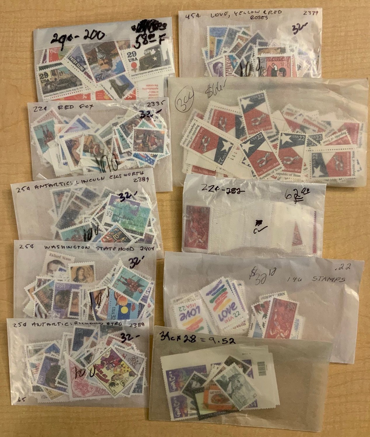 Discount Mint Postage Lot – 22¢-34¢ Stamps $387.68 Face Value – Stuart Katz
