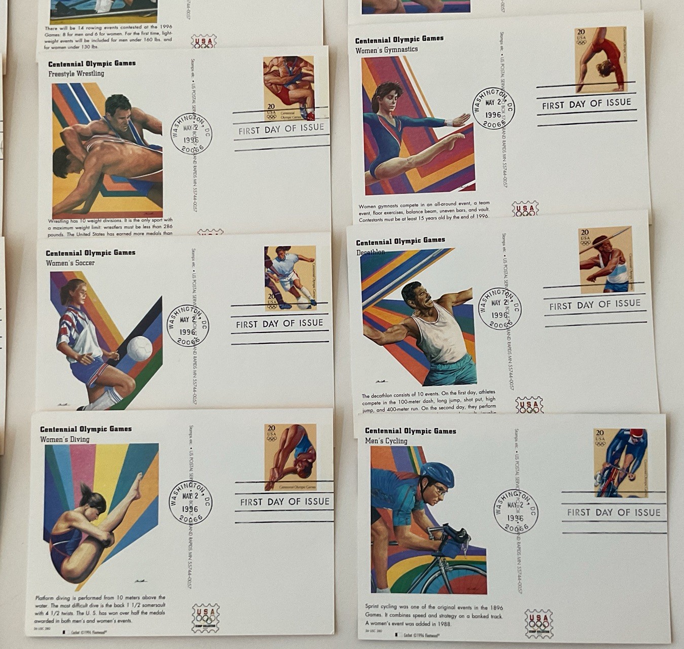 Stamp USA – 1996 – 20 Olympic Centennial Games Postal Cards #UX242-UX261 FDC