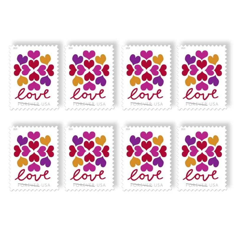 USPS HEARTS BLOSSOM LOVE 2019 Forever Stamps – Sheet of 20 Postage Stamps