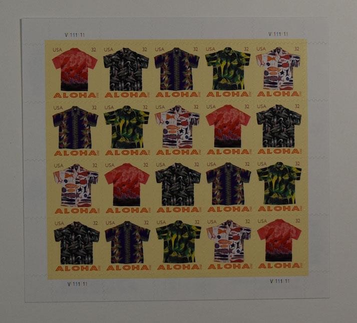 US SCOTT 4592 – 4596a SHEET OF 20 ALOHA SHIRTS STAMPS 32 CENTS MNH