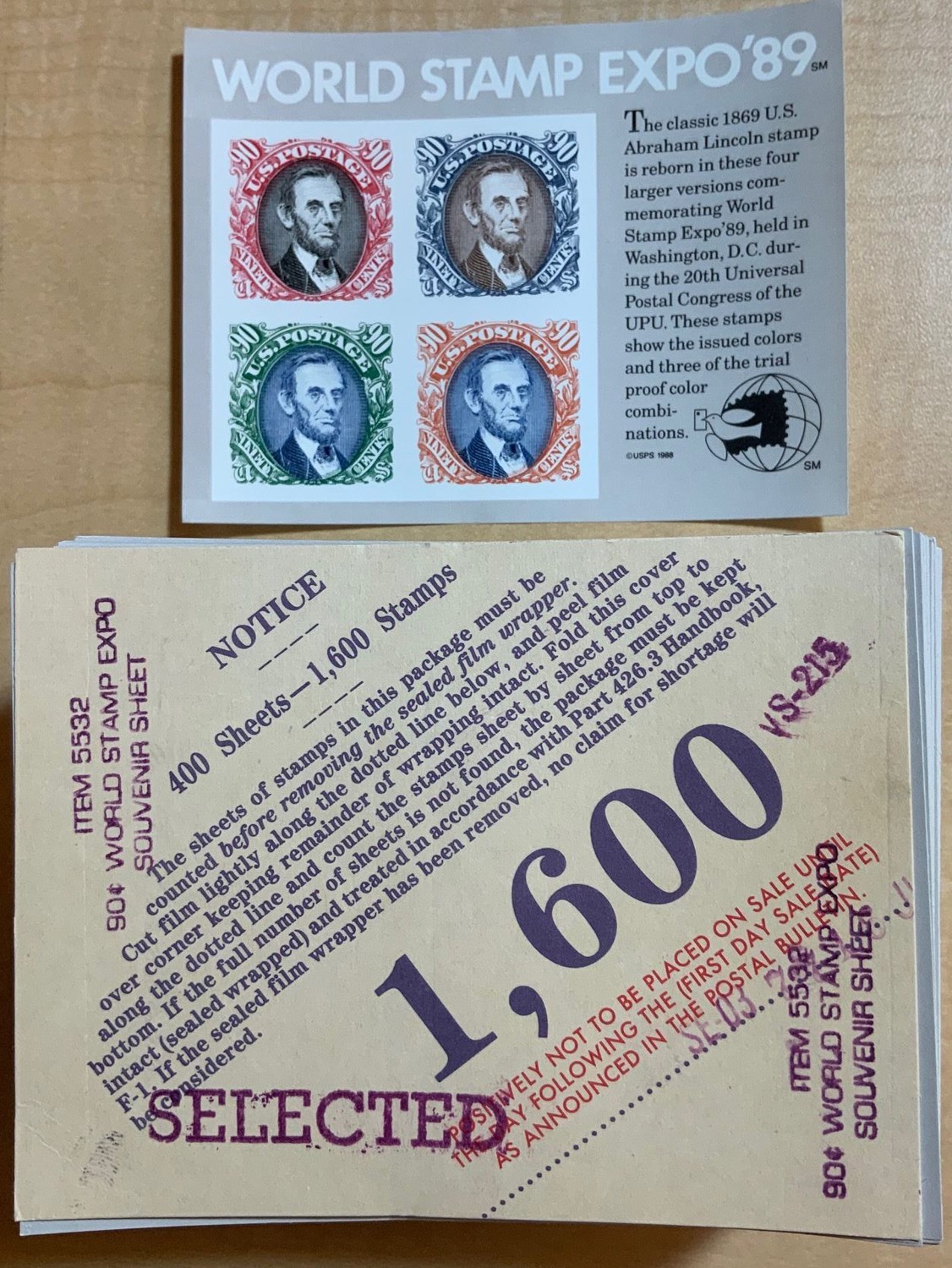 2433, MNH 90¢ Lincoln – 400 Sheets Face Value $1440.00 * Stuart Katz