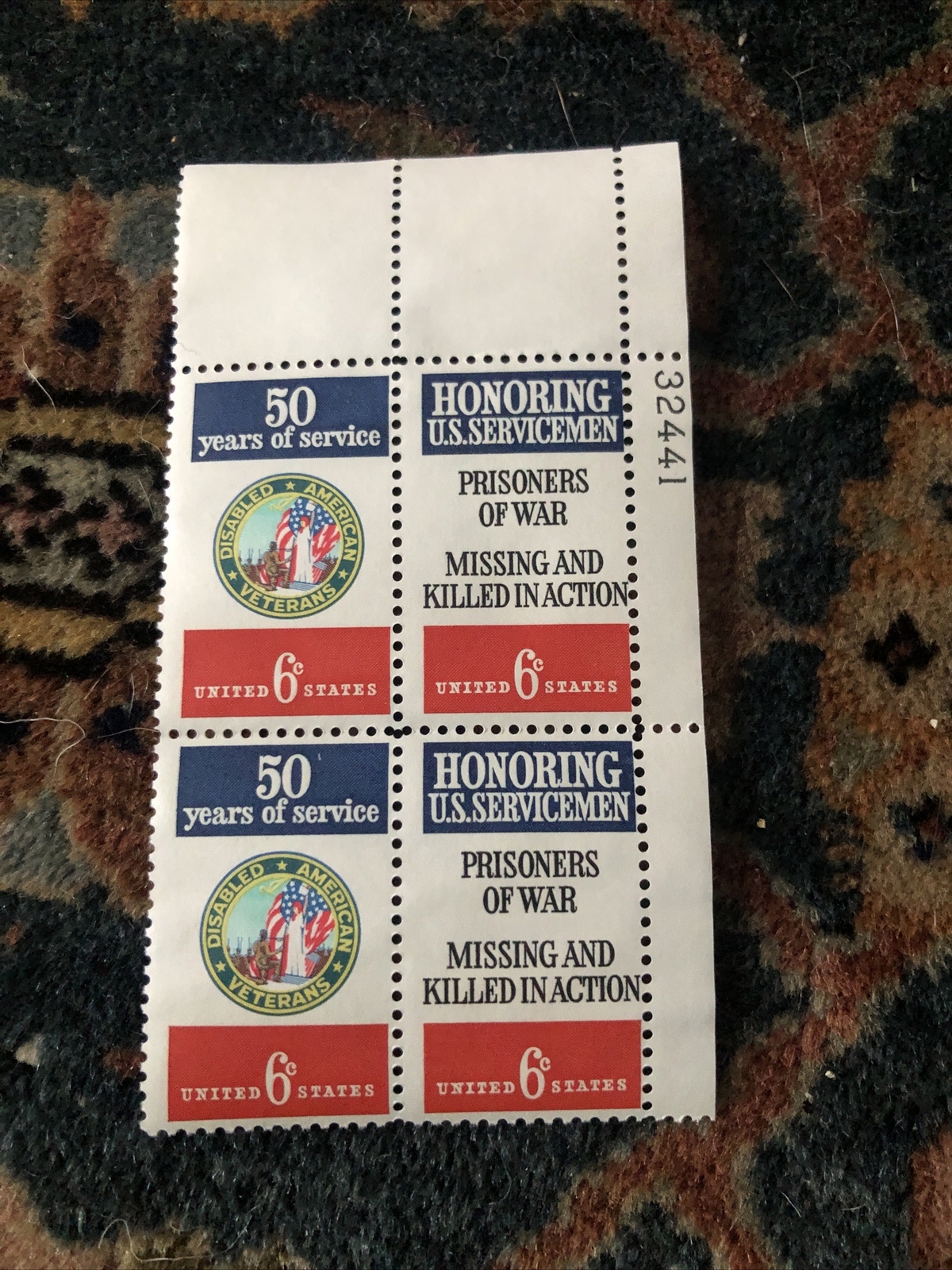 50 Years of Service Disabled Veterans 6 Cent US Postage Stamps – Block of 4
