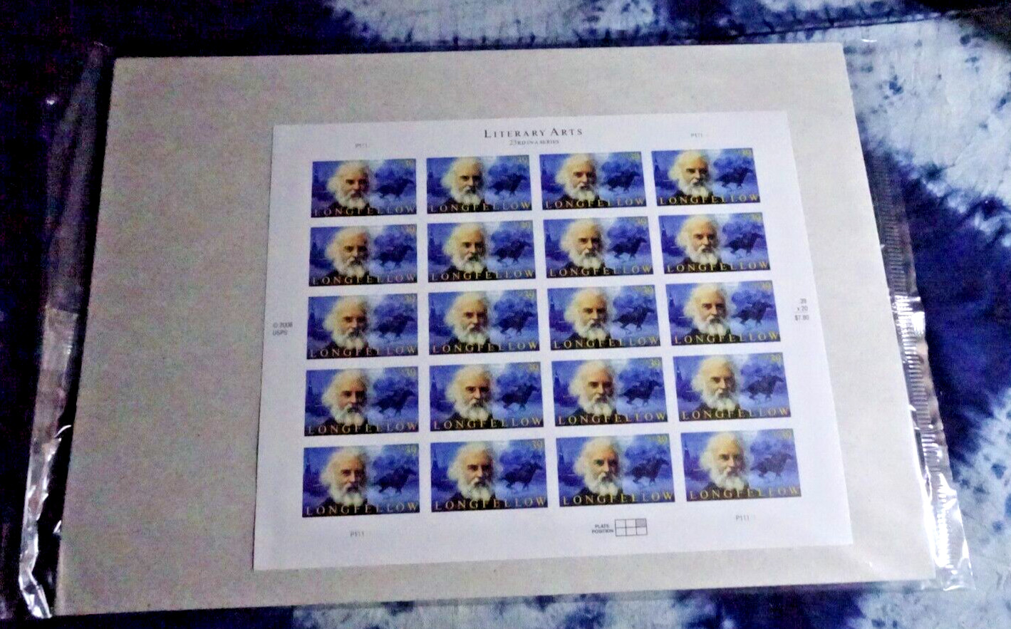 US 4124 H.W. LONGFELLOW (LIBERARY ARTS-POET) PANE OF 20 (39c) STAMPS USPS SEALED