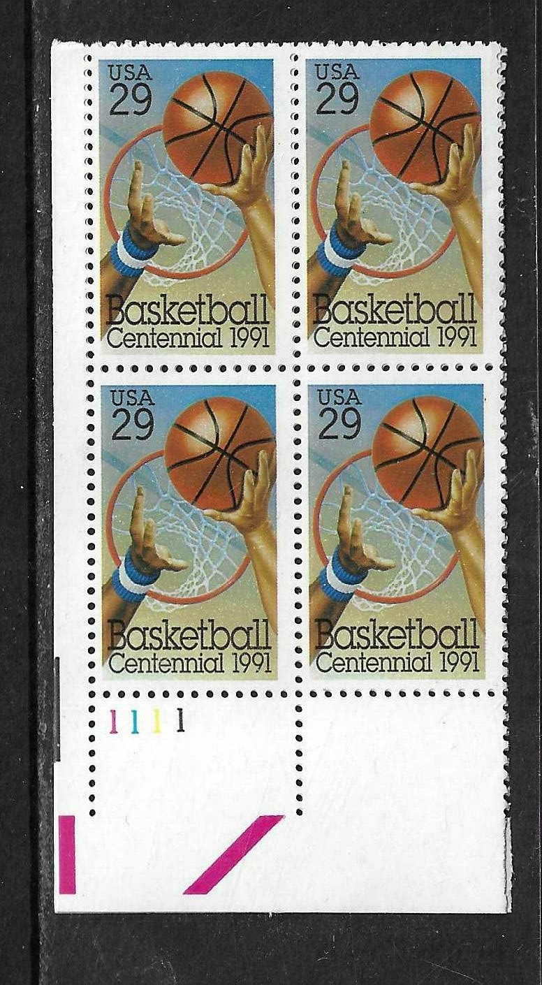USA SC # 2560 Basketball Centennial – Plate Number BLK4 .MNH