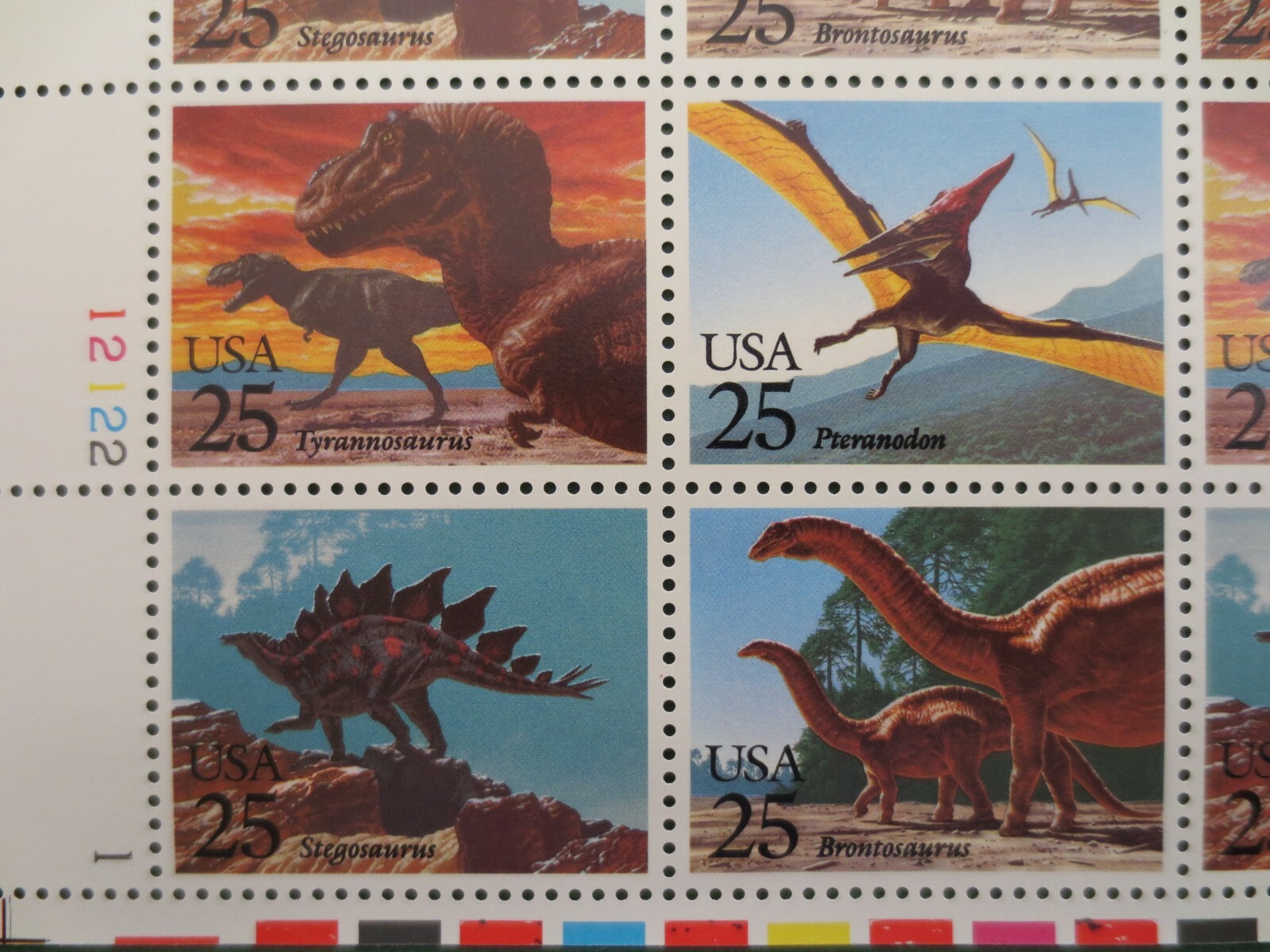 DOC Scott #2422-25 Prehistoric Animals 25¢ 1989 Sheet of 40 MNH XF