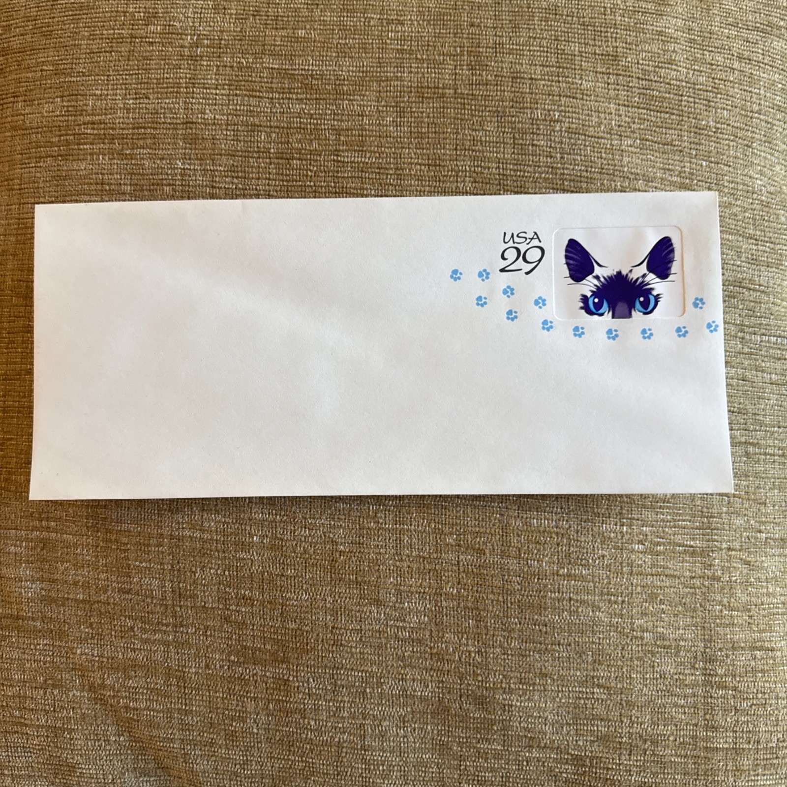 Vintage Peek A Boo Cat USA 29 Cent Stamped Envelope 1993 Postage