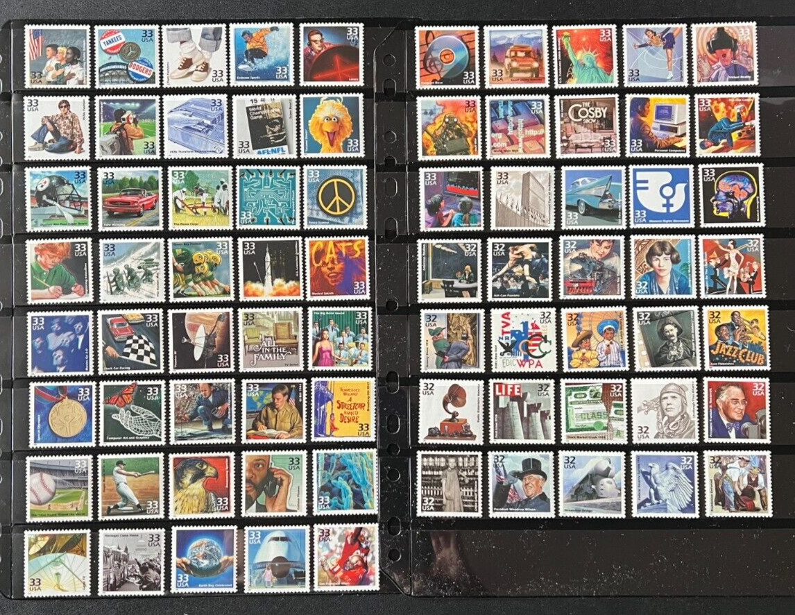 75 1999 United States MNH Celebrate the Century 33 & 32 cent stamps