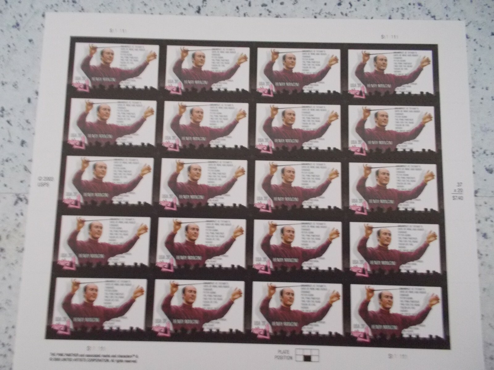 #3839 HENRY MANCINI COMPOSER SHEET OF 20 37 CENT STAMPS 2003 MNH Free Shipping