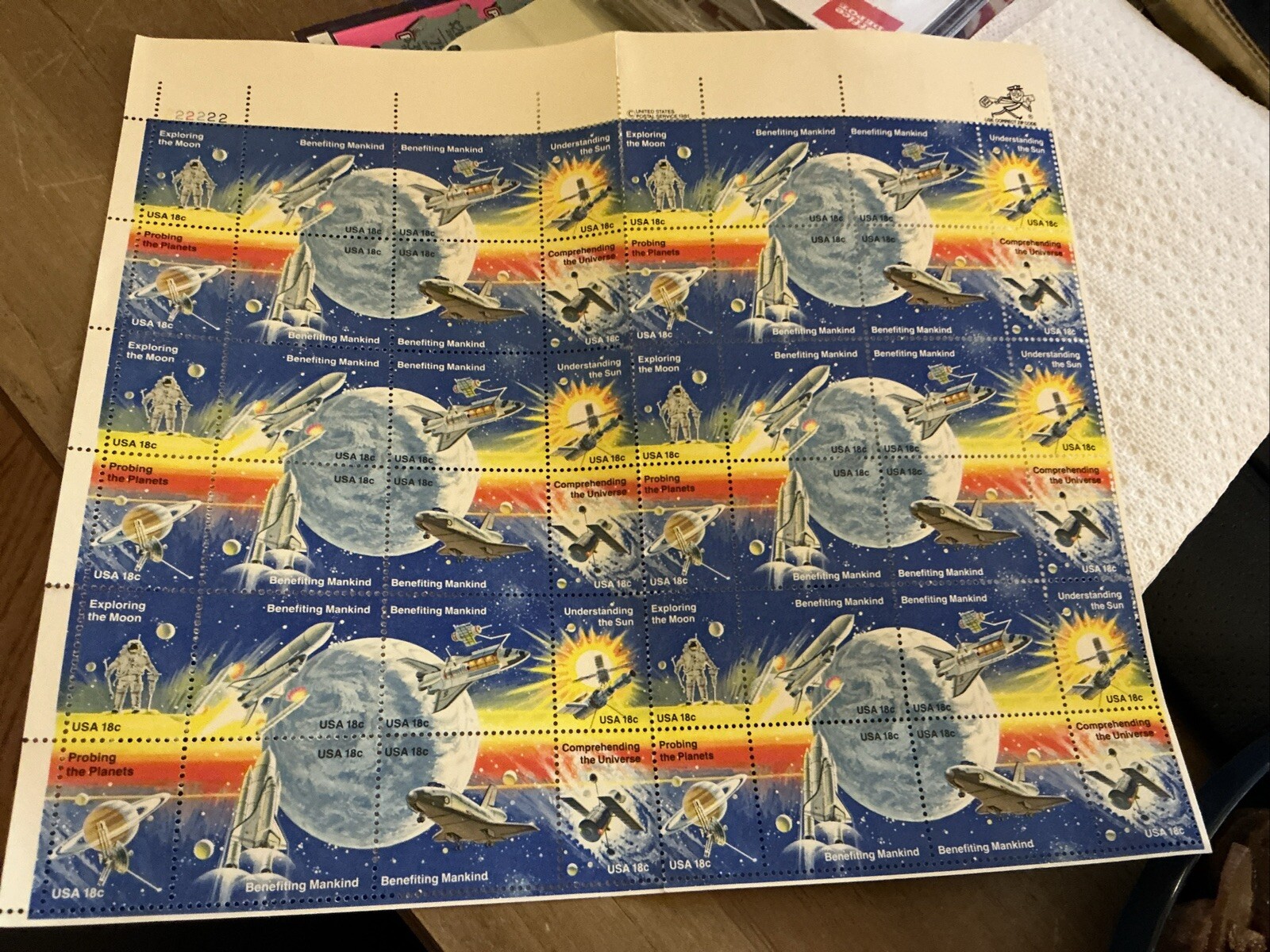 US SCOTT 1912 – 1919 SHEET OF 48 SPACE EXPLORATION STAMPS 18 CENT FACE MNH