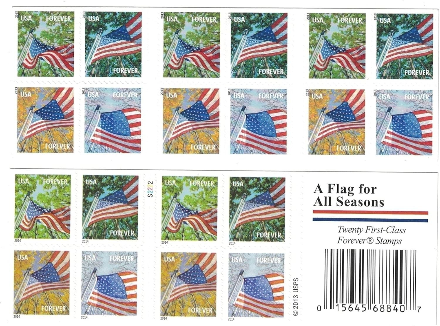 USPS Flags for All Seasons Forever Stamps 100 100 stamps, Multicolor
