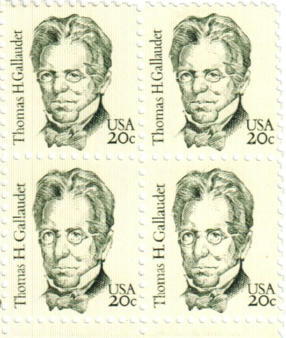 United States 20¢ Thomas H. Gallaudet Postage Stamp #1861 x 100 singles