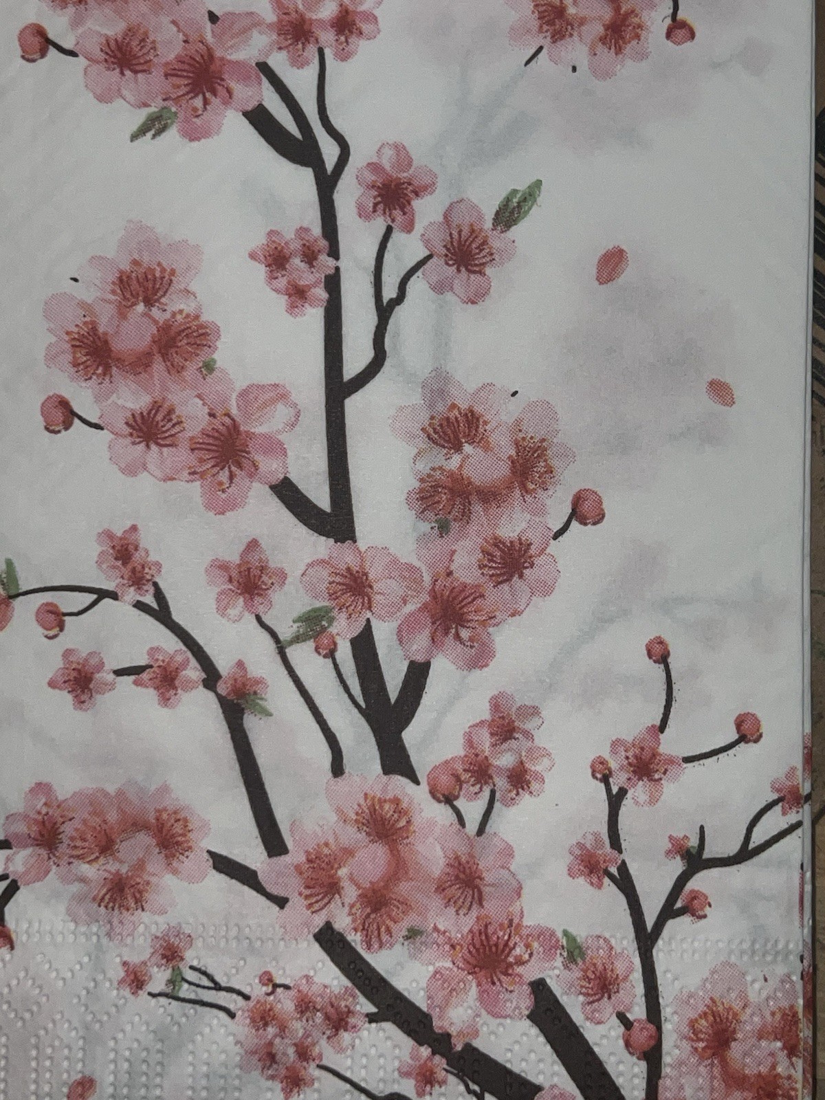 TWO Individual.Paper Dinner Decoupage Floral Napkins Craft Pink Cherry Blossoms