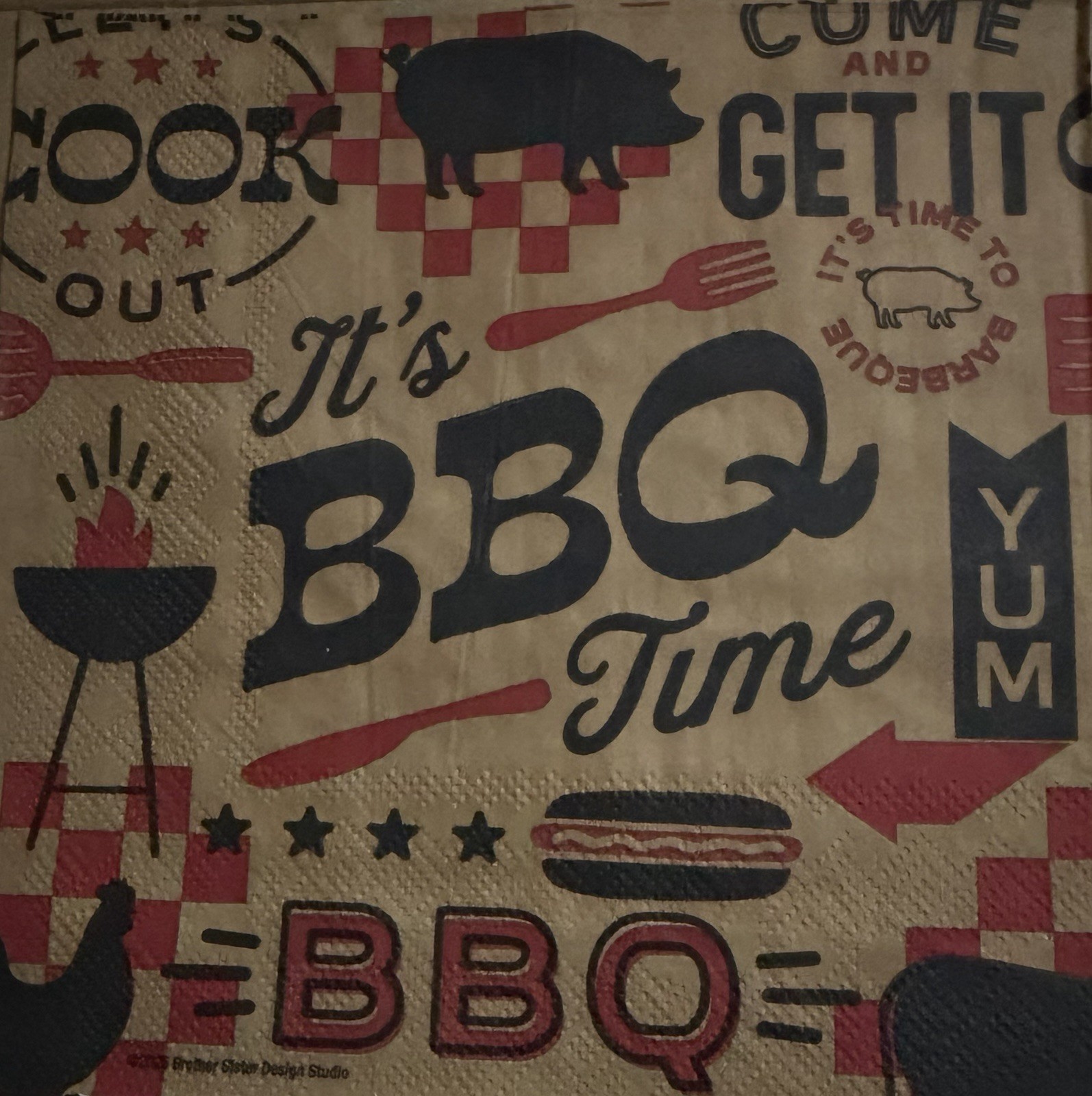 Two Individual Napkins Decoupage Summer Bbq Grill Time Chicken Pork Pig 6.5”