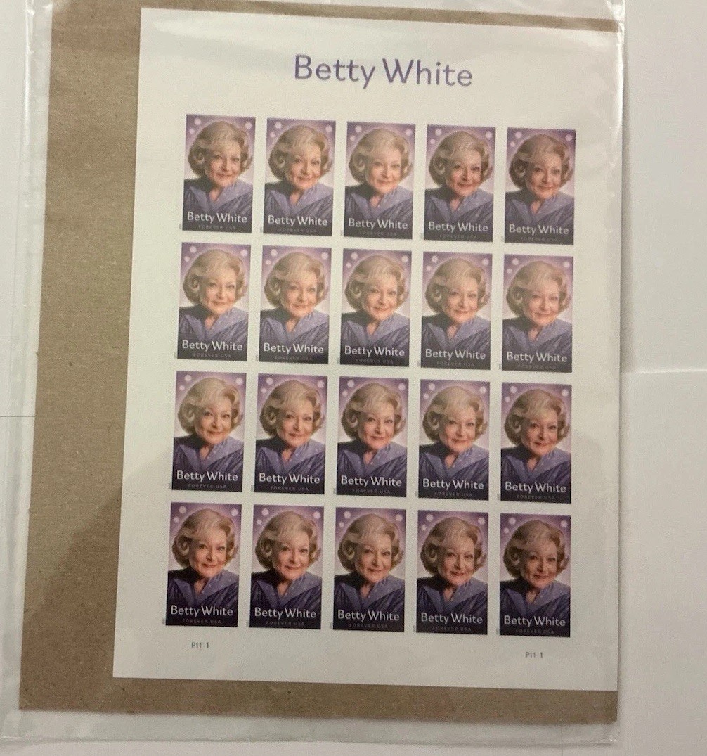 Betty White Collection (20) Stamps + Bookmark (with Stamp)+ Stamped Envelope
