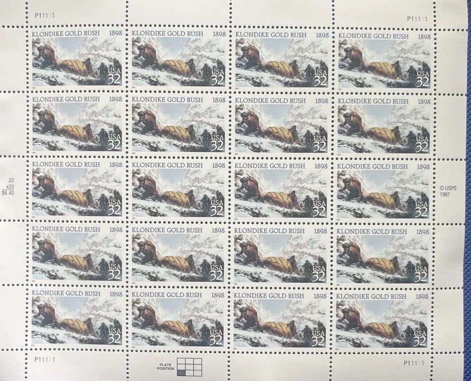US SCOTT 3235 PANE OF 20 GOLD RUSH STAMPS 32 CENT FACE MNH
