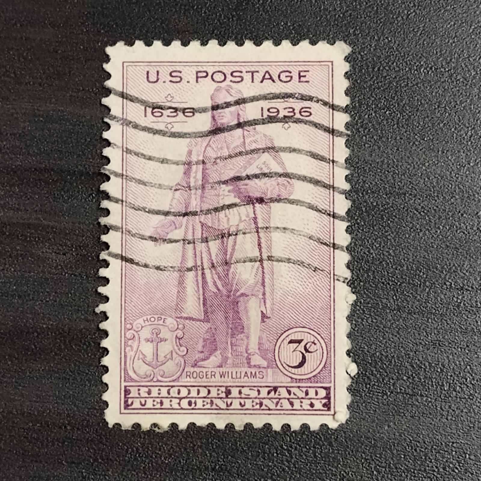 1936: 3 Cents, Rhode Island Tercentenary, Scott #777 – Vintage USA Stamp