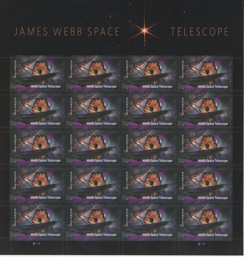 US SCOTT 5720 PANE OF 20 JAMES WEBB SPACE TELESCOPE STAMPS FOREVER MNH