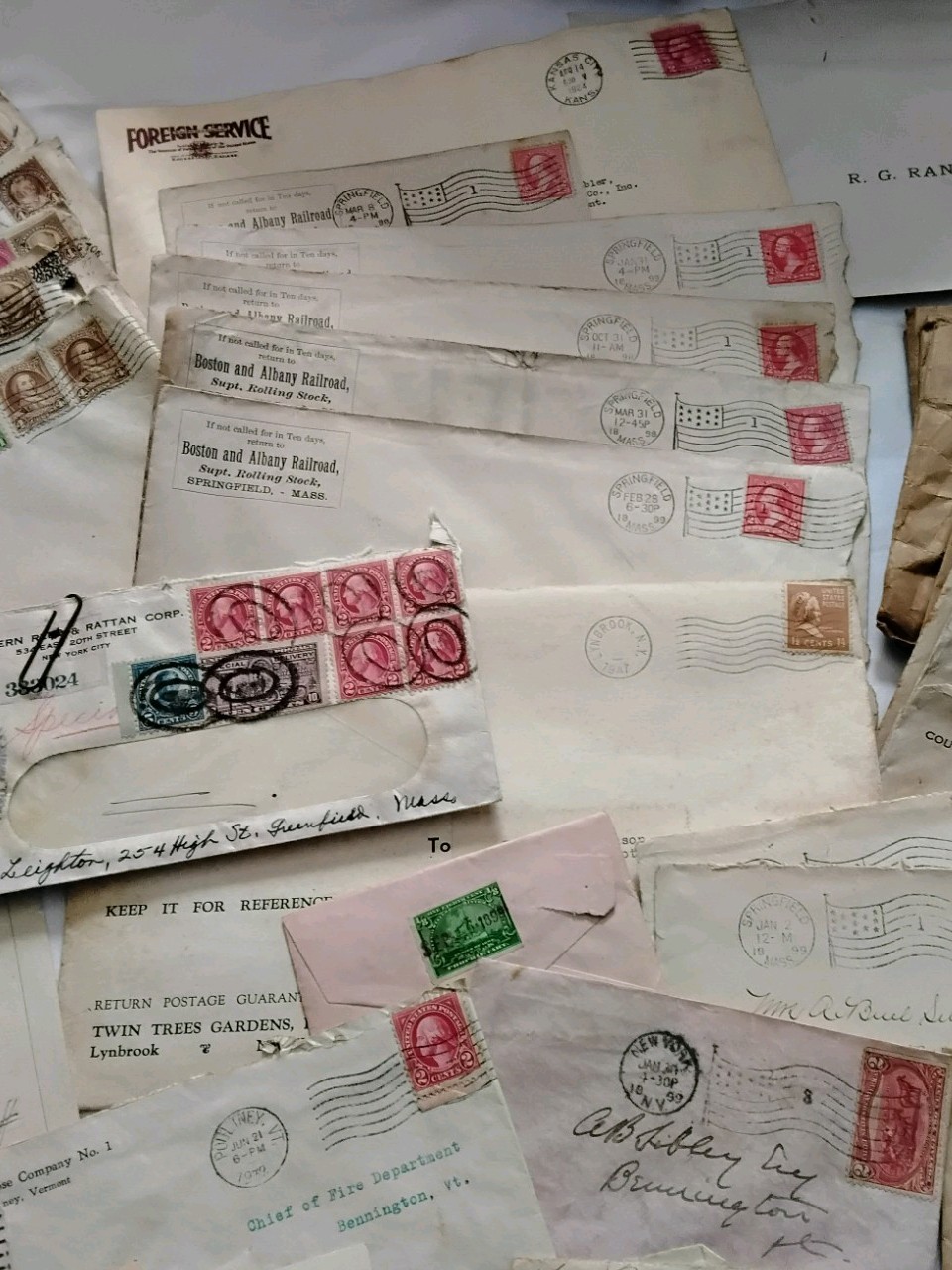 Vintage Correspondence Lot Late 1800’s Early 1900’s Postage Stamps