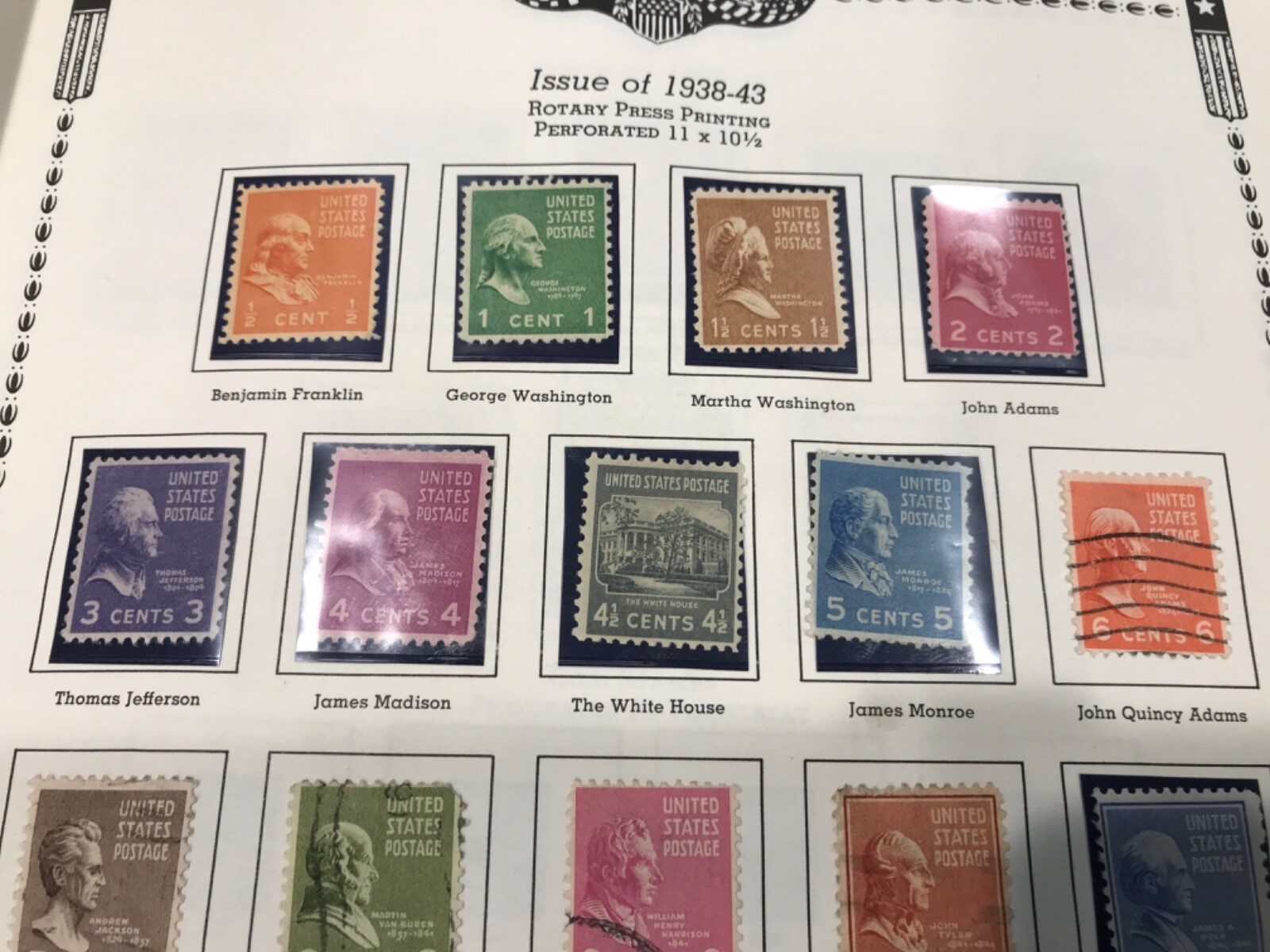 US Postal Issues/ Issue Of 1938-43 Perforated