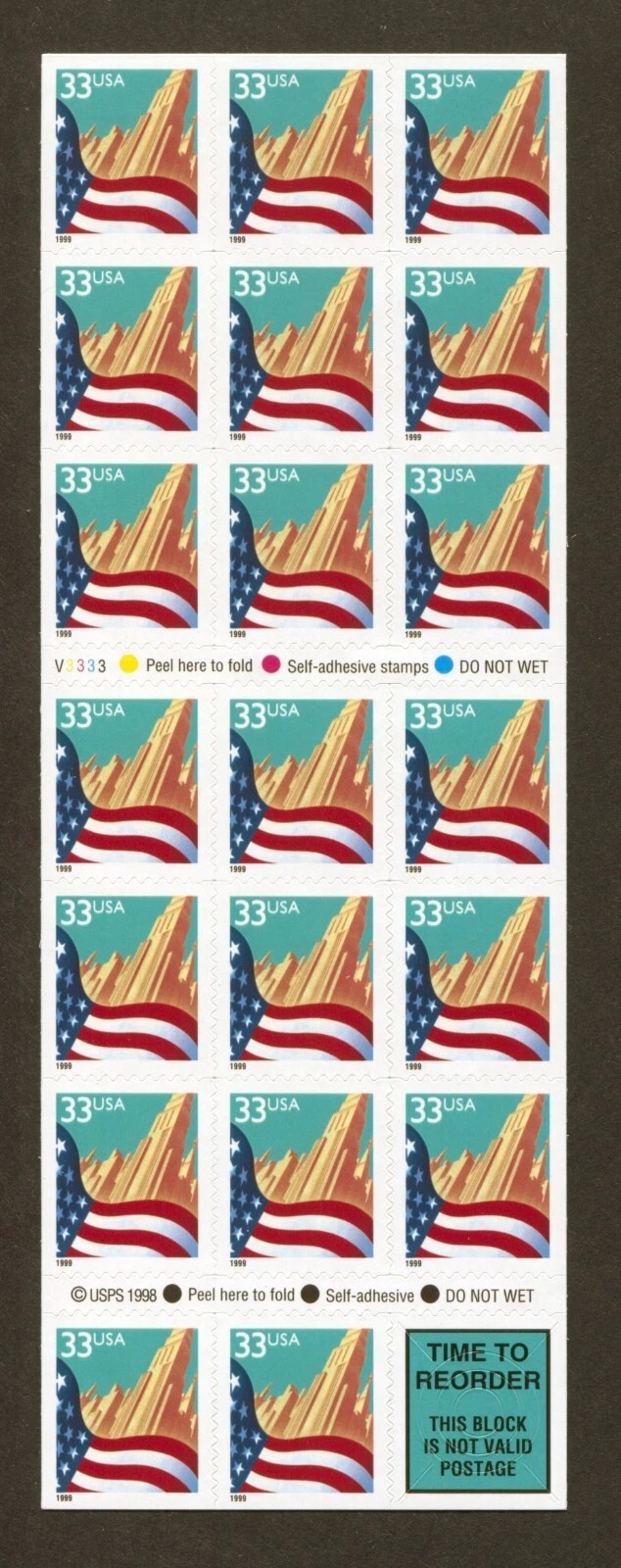 #3278e 33c CITY FLAG Booklet Pane of 20 Stock Photo