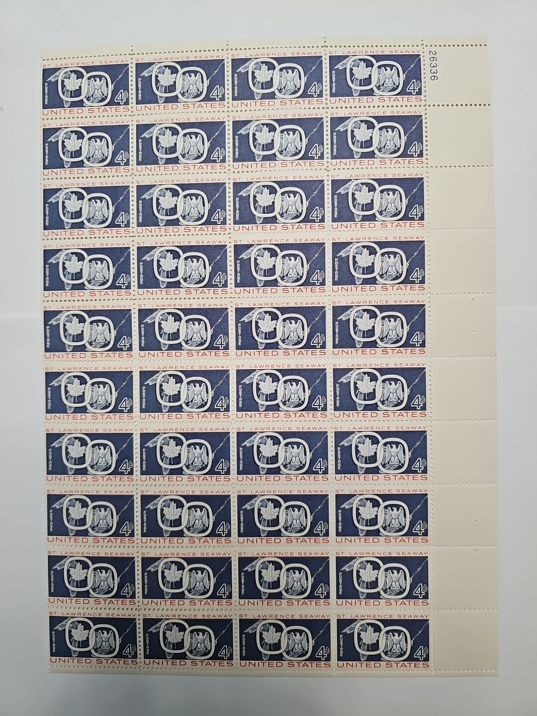 Stamp US Postage 4c 4 Cent Sheet OF 40 Stamps St Lawrence Seaway