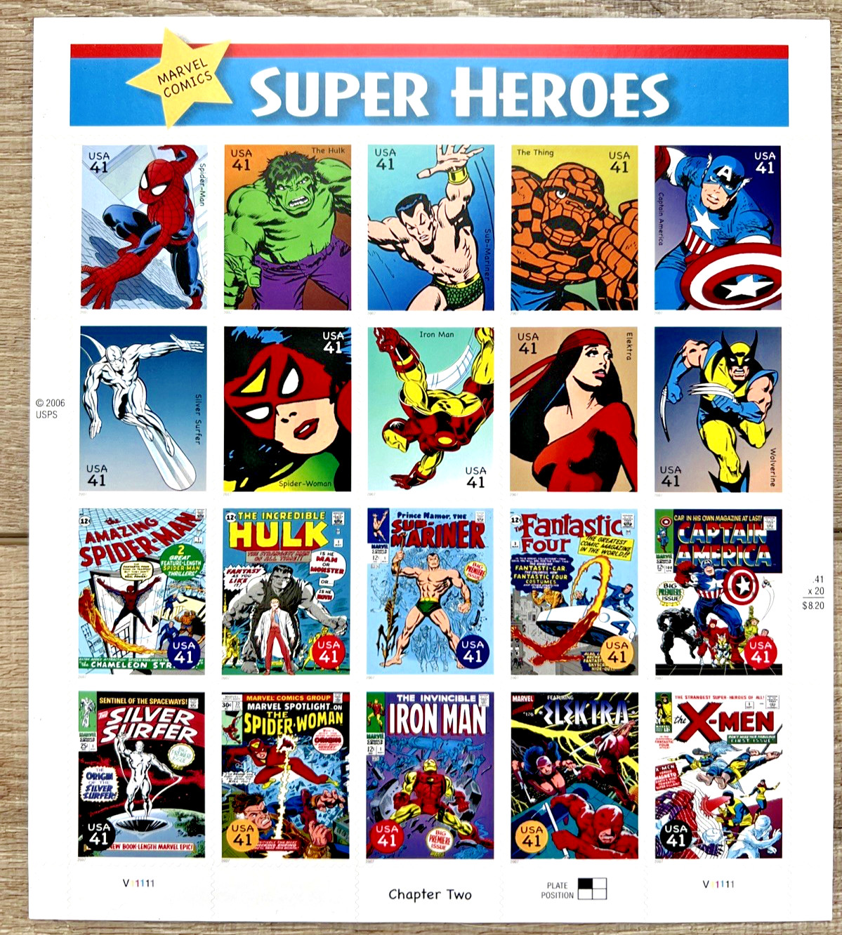 SUPER HEROES 39¢ (DC) & 41¢ (MC) US Stamps Sheets Chapter 1 & 2- Lot of 3