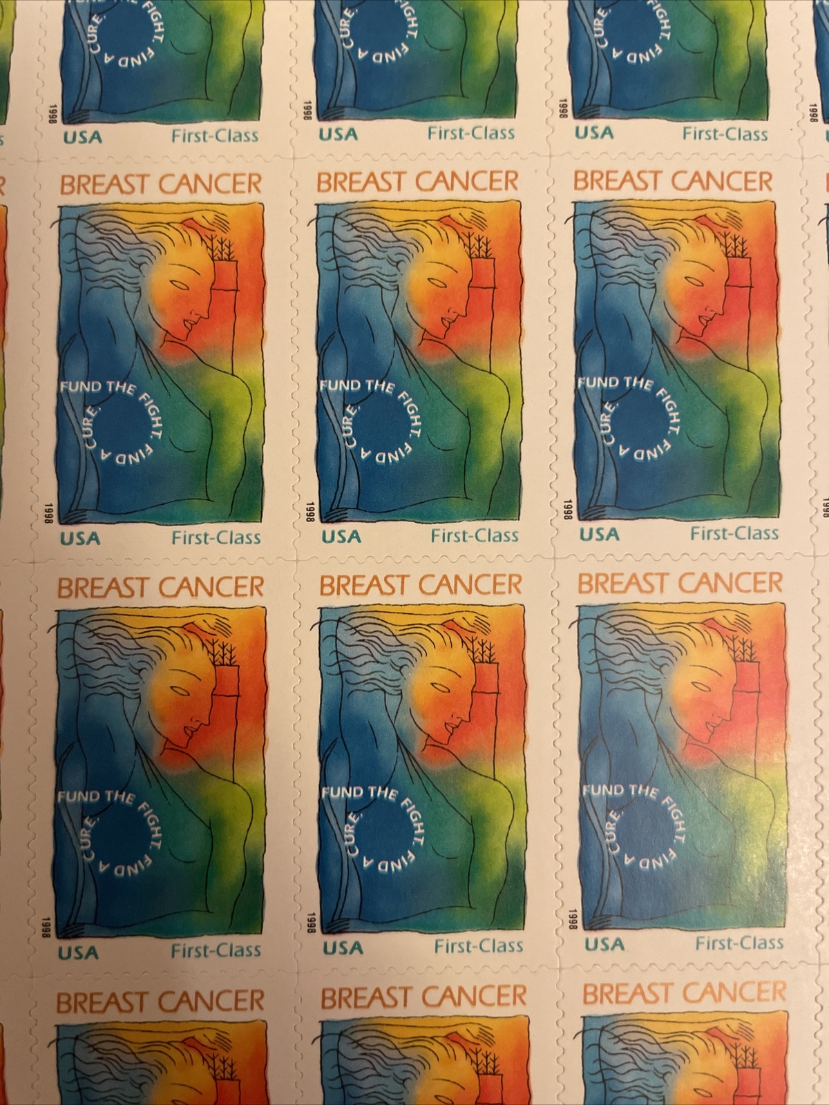US SHEET OF 20 BREAST CANCER RESEARCH STAMPS MNH