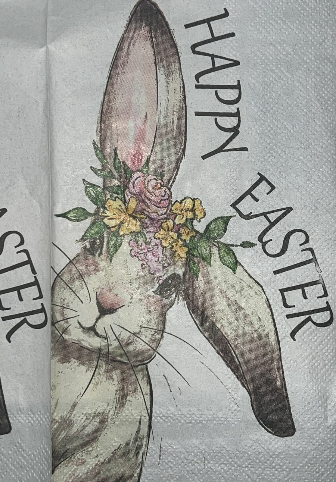 TWO Paper Dinner Decoupage Art Craft Napkins – EASTER Bunny/floral/pink Daisy