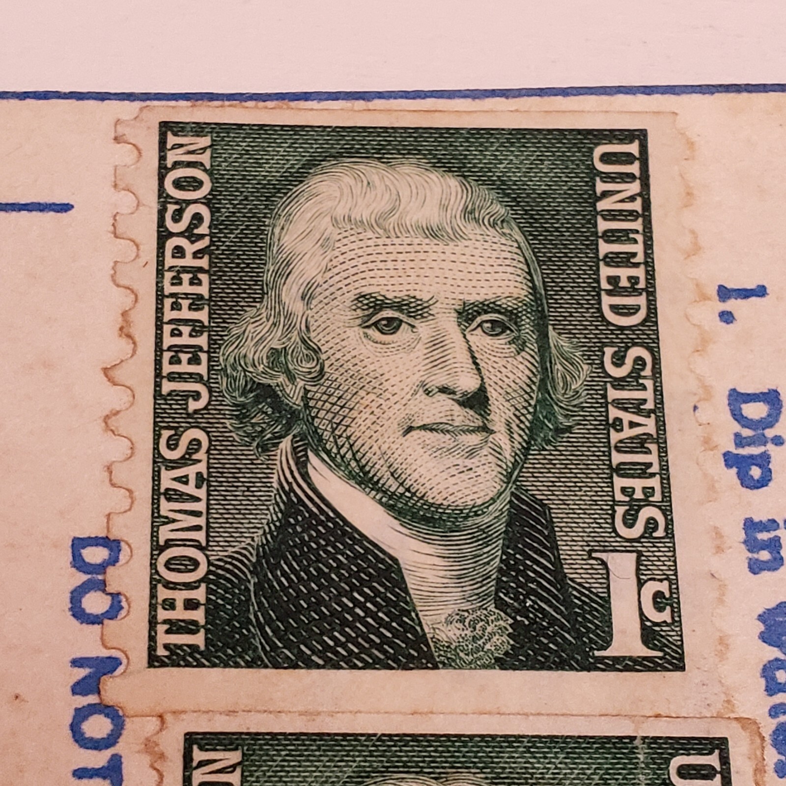 Set of 3 Thomas Jefferson 1 cent Antique Postage Stamp Green Rare Vintage