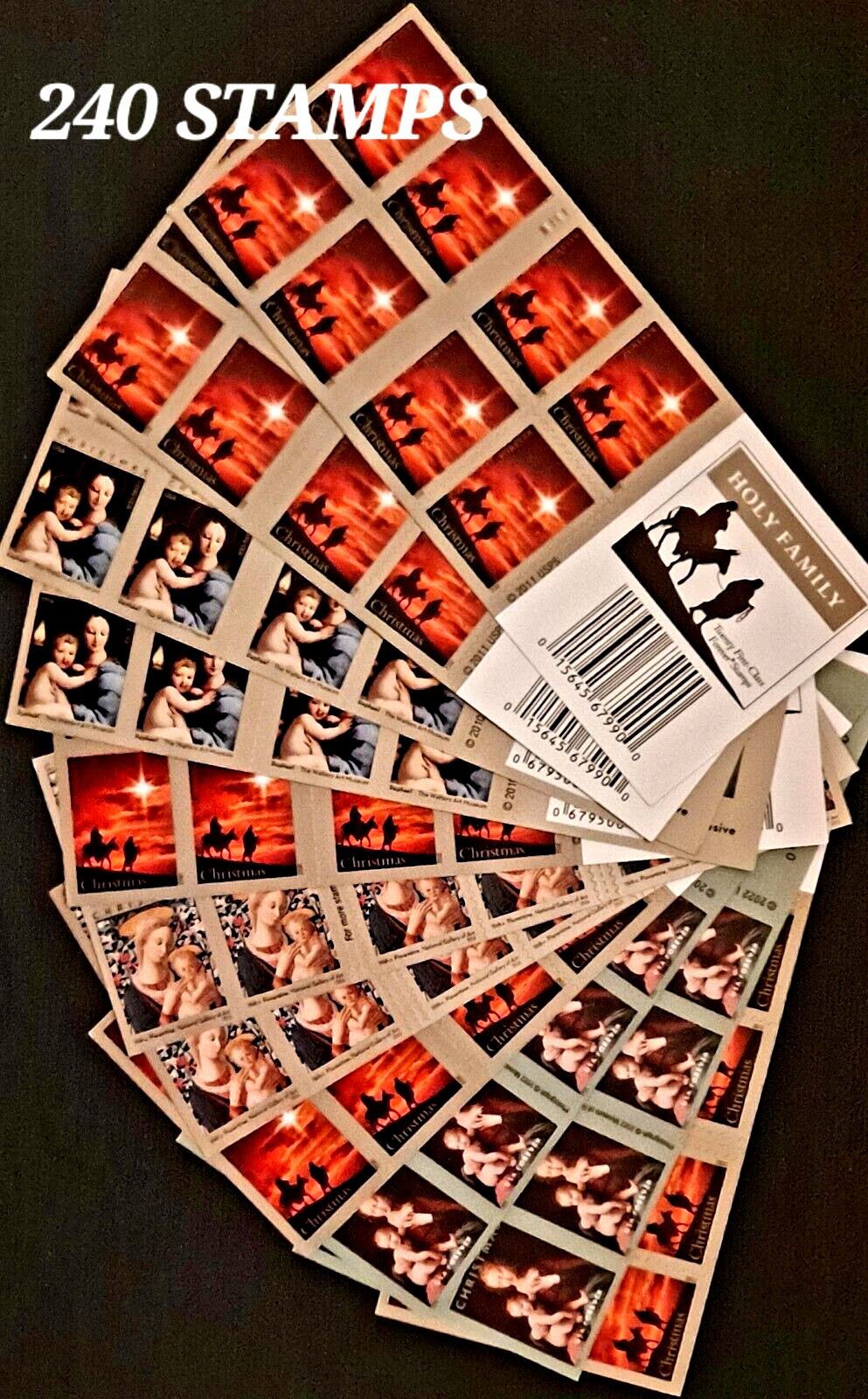 240 FOREVER STAMPS USPS 12 Books CHRISTMAS HOLIDAY Holy