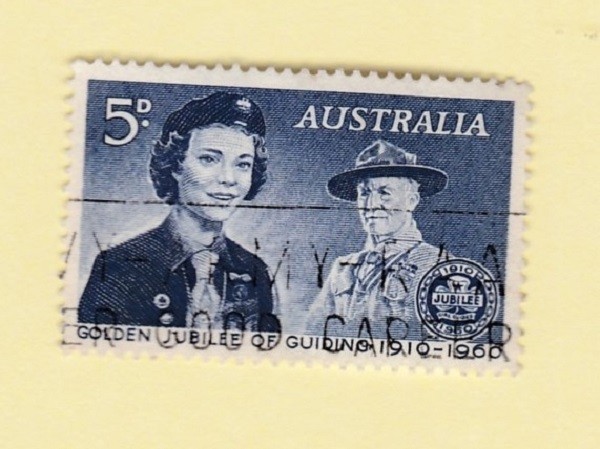 Australia Vintage Postage Stamp Golden Jubilee of Guiding 5d