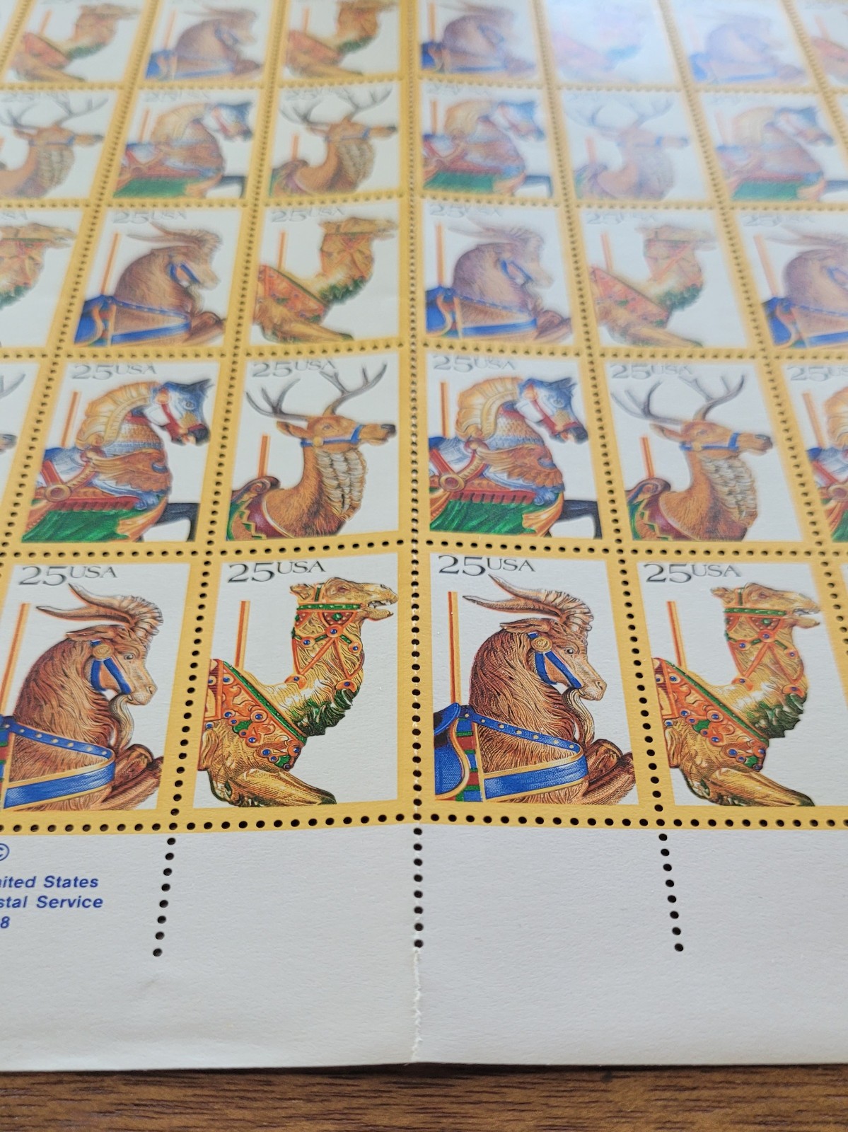 US Scott #2390-93 MNH OG Carousel Animals US 25c Sheet of 50