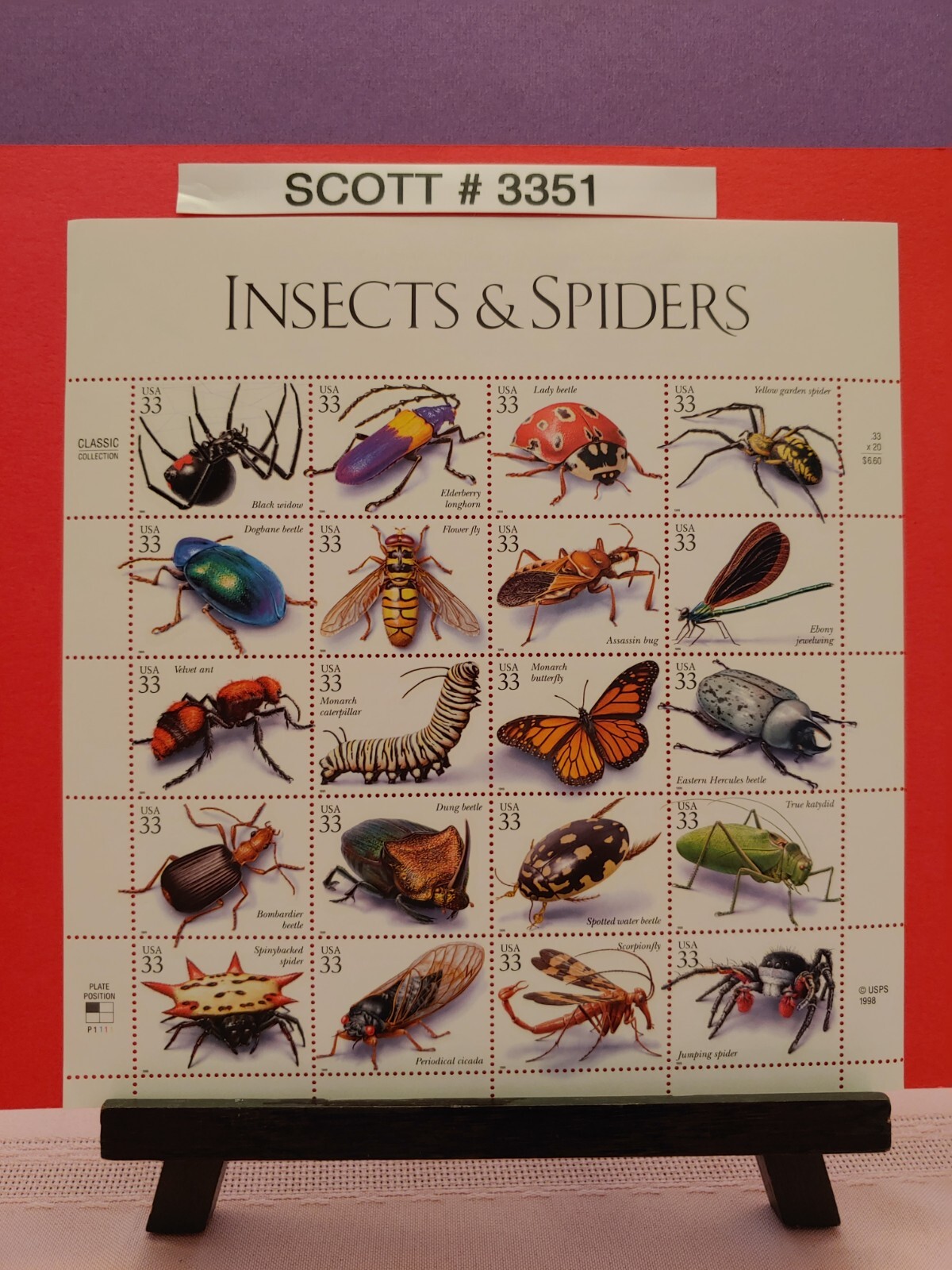 Scott # 3351 Insects & Spiders (33 cent postage stamps)