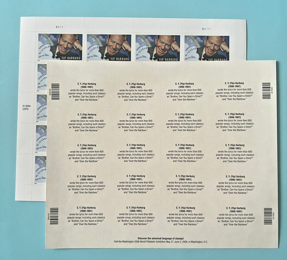 #3905 | 5 Sheets of 20 = 100 Stamps | 37¢ Composer Edgar Yip Harburg FV$37
